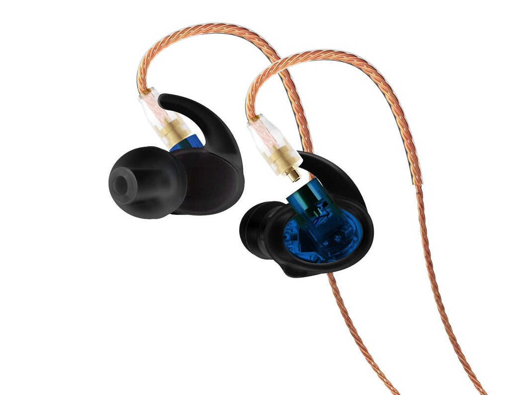 Akoustyx R-120 Tech Blue dual driver IEMs with inline mic